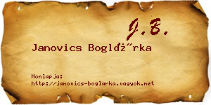 Janovics Boglárka névjegykártya